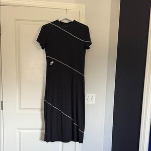 Nike Black Midi Dress with Gray Stripes